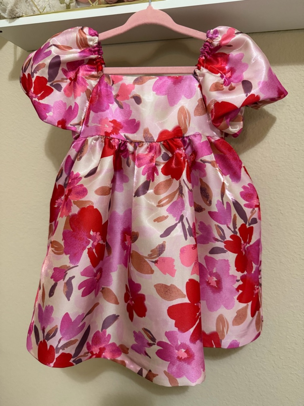 iris & ivy Pink and Red Floral Party Dress